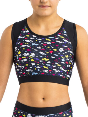 ERVY Print Crop Top bauchfrei mit Mesh und ohne Arme.