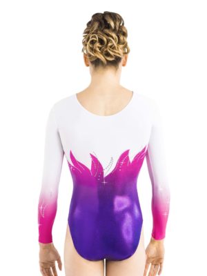 ERVY Print Trikot für Damen mit Lila-Pink Farbverlauf und weißen Akzenten, verziert mit Glitzer.