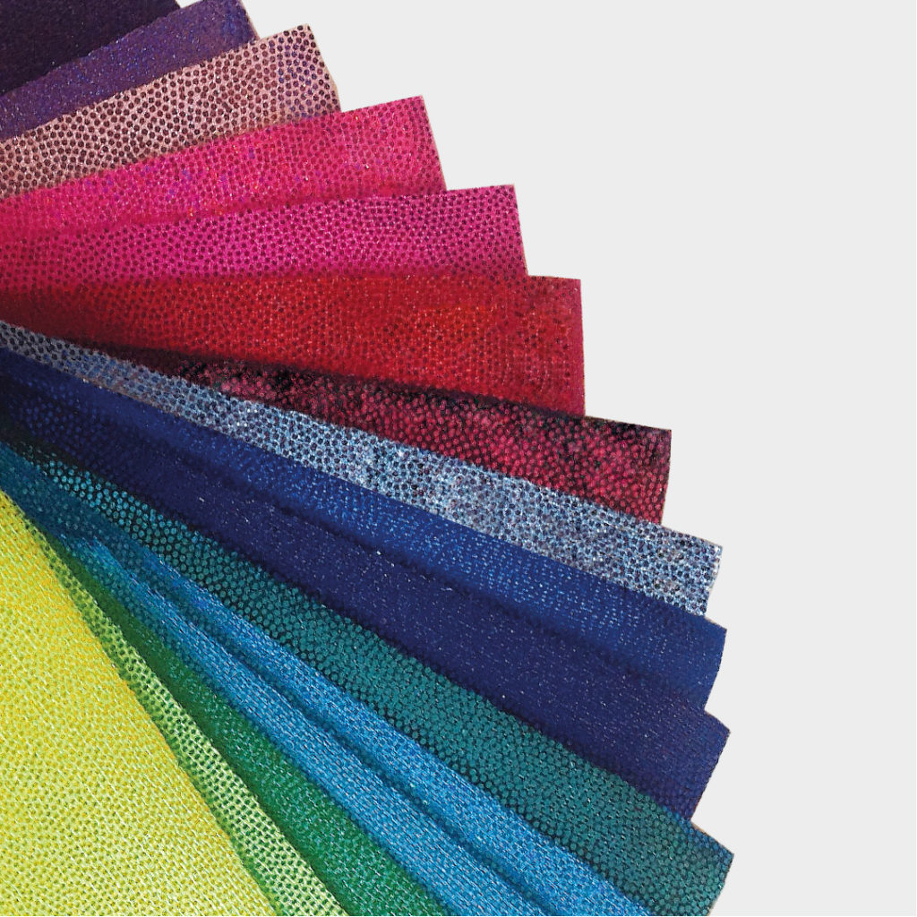 ERVY Lack Shine Farbfächer Stoffe mit Glitzerfolie