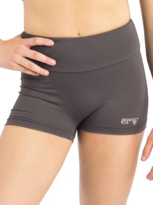 ERVY kurze Hose in grau-braun, mit Bund, hüfthoch