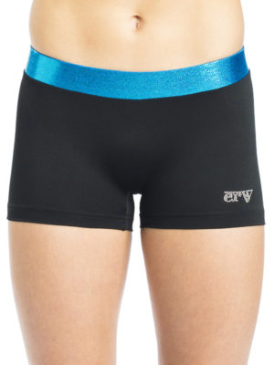 ERVY Gymnastikshorts mit Kontrastbund in Caribic blau