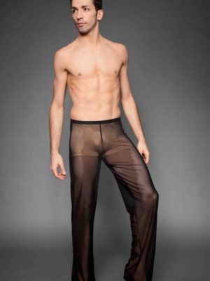 ERVY Herren Tüll-Hose in schwarz, mit geradem Bein.