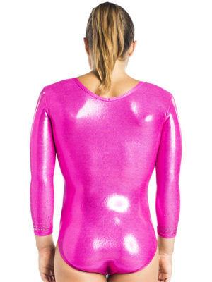 ERVY glänzender Damen Body in Pink mit 3/4-Arm.