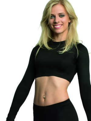 Cheer Crop Top Langarm mit Stehbund