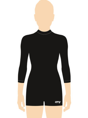 ERVY Basic Catsuit mit 3/4 Arm, Stehbund und Tropfenverschluss