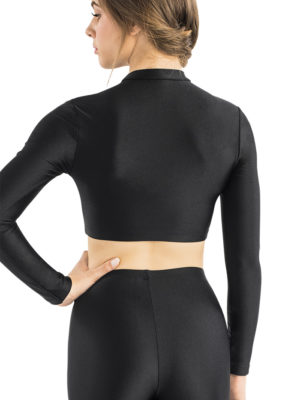 ERVY Sport Crop-Top langarm in vielen Farben, hochgeschlossen