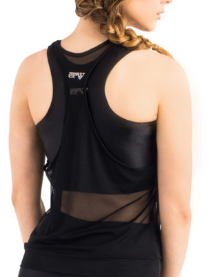 ERVY transparentes Top in Schwarz mit Rückensteg