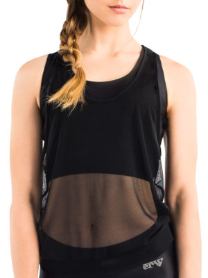 ERVY Unisex Longtop aus transparentem Netz in Schwarz