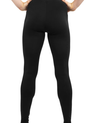 ERVY Leggings in Schwarz, an der Taille sitzend. Leggings ohne Frontnaht vorne.