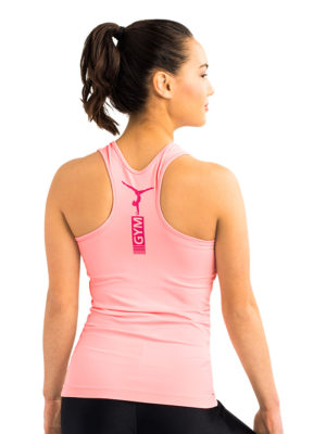 ERVY mattes Tank Top in rosa. Longtop mit Rückensteg und Transferdruck im Rückenteil. In vielen Farben erhältlich.