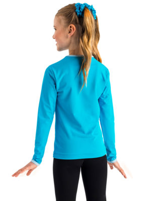 ERVY Longsleeve Oberteil in Blau mit Strass an den Ärmeln unten. Oberteil mit flach anliegendem Bund.