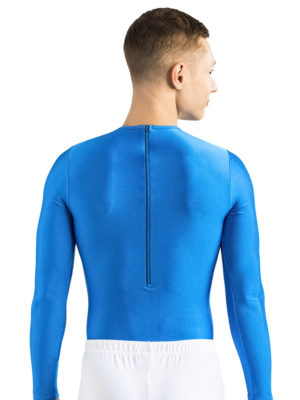 ERVY blaues Trikot mit langen Armen und flach anliegendem Halsbündchen. Basic Turntrikot mit Rückenreißverschluss.