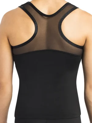 ERVY Top ohne Arm in Schwarz mit Netzteil und Rückensteg. Unterteil in mattem Schwarz.