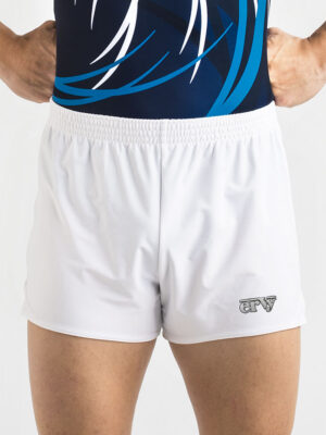 Turnsporthose für Männer und Jungs in blickdichtem weißem LYCRA, mit elastischem Bund und Seitenschlitzen